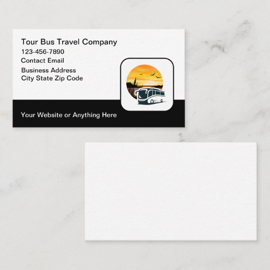 Tour Bus Travel Theme Visitekaartjes (Voorkant / Achterkant)