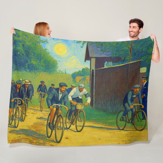 Tour de France Eerste Race 1903 van Gogh Redux Fleece Deken (In situ)