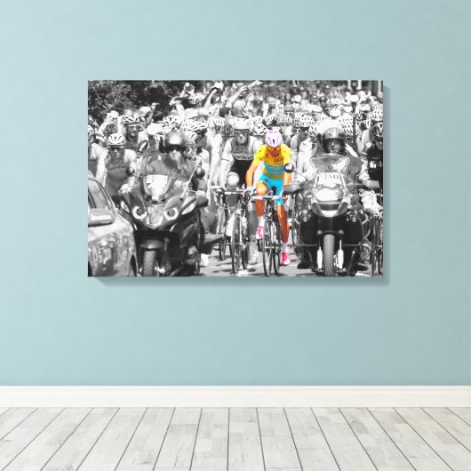 Tour de France Yellow Jersey Peloton Cycling Race Canvas Afdruk (Insitu (Houten vloer))