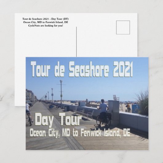 Tour de Seashore 2021 - Day Tour (DT) Ocean City, Briefkaart (Voorkant / Achterkant)