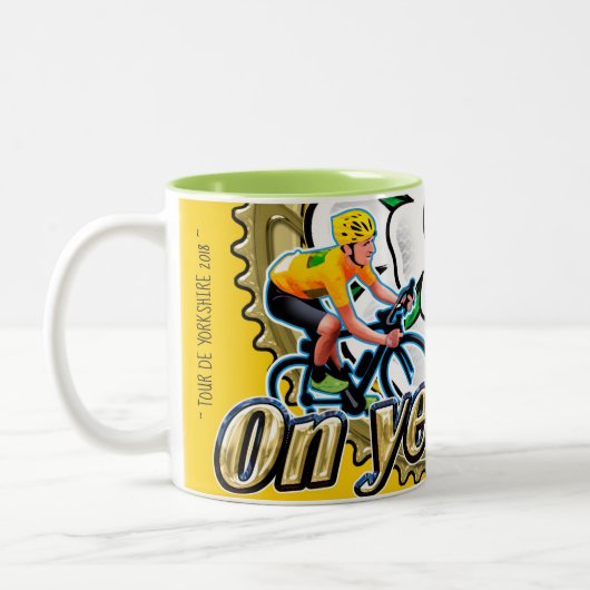 Tour de Yorkshire 2018 ‘On yer Bike’ koffie mok (Links)