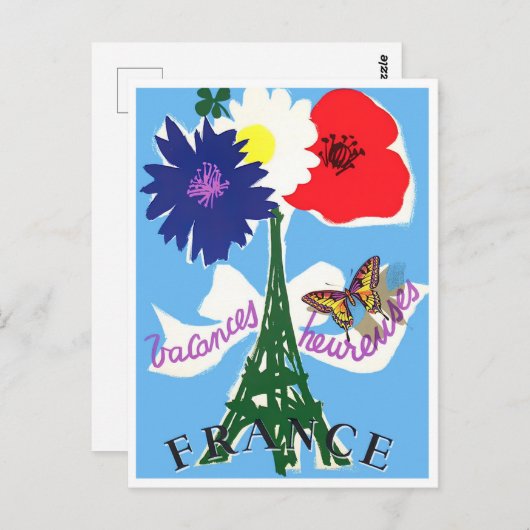 Tour Eiffel France vintage-reis Briefkaart (Voorkant / Achterkant)