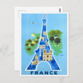 Tour Eiffel France vintage-reis Briefkaart (Voorkant / Achterkant)