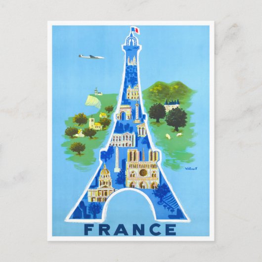 Tour Eiffel France vintage-reis Briefkaart (Voorkant)