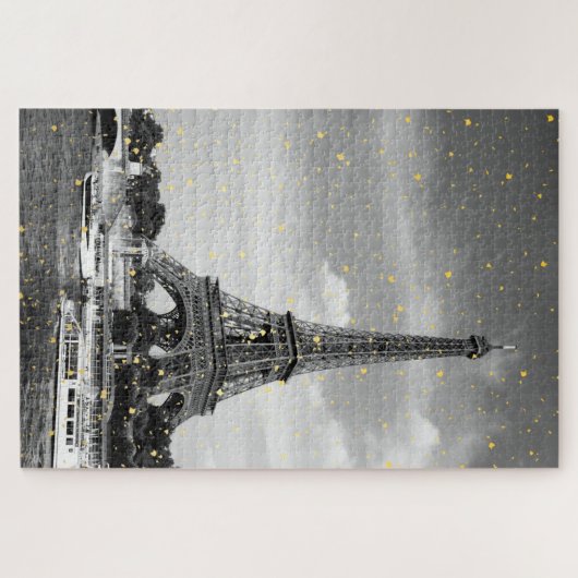 Tour Eiffel, Frankrijk - Black/Faux Gold Sprinkle Legpuzzel (Horizontaal)