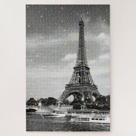 Tour Eiffel, Frankrijk - Black/Faux Gold Sprinkle Legpuzzel (Verticaal)