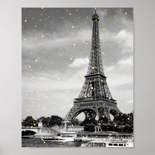 Tour Eiffel, Frankrijk - Black/Faux Gold Sprinkle Poster (Voorkant)
