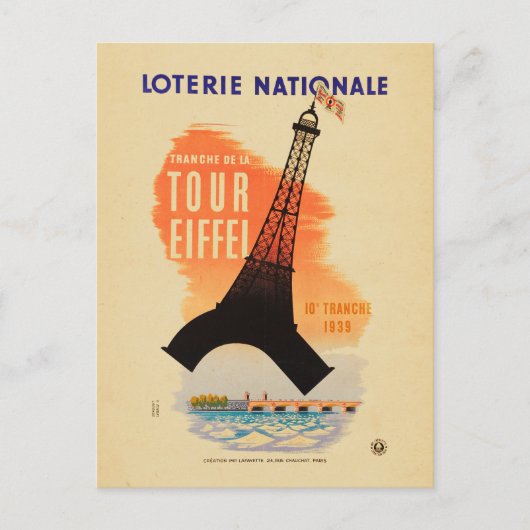 Tour Eiffel loterie nationale Briefkaart (Voorkant)