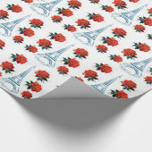 Tour Eiffel | Rode bloemen Cadeaupapier (Hoek)
