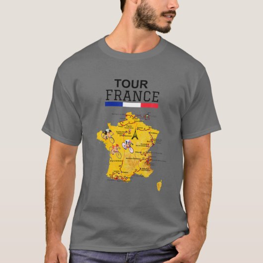 Tour France Cycling Jersey Bicycle French Road Rac T-shirt (Voorkant)