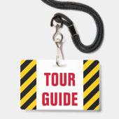 "TOUR GUIDE" + Black & Yellow Stripes Badge (Achterkant met koord)