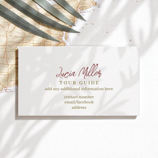Tour Guide bleke grijze bladschaduwen Visitekaartje