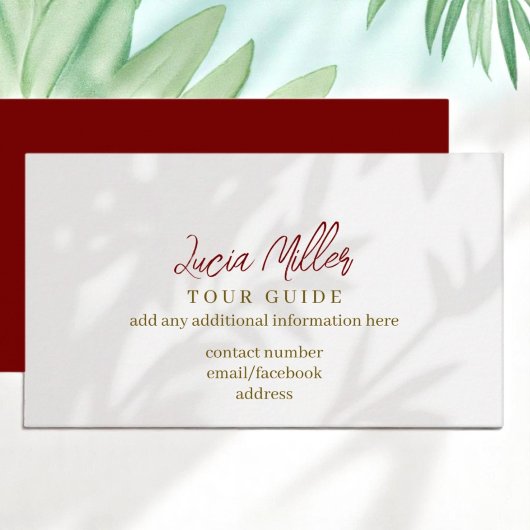 Tour Guide bleke grijze bladschaduwen Visitekaartje