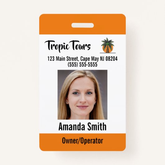 Tour Guide Foto-ID Sinaasappel Badge (Voorkant)