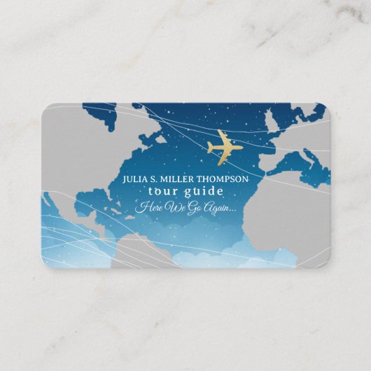 Tour Guide Schattige Blauw Visitekaartje (Voorkant)