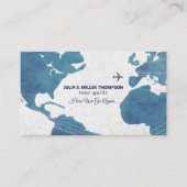 Tour Guide Waterverf Blauwe kaart Visitekaartje (Voorkant)