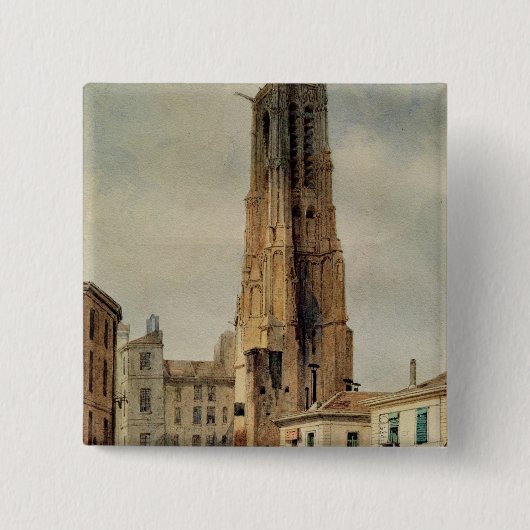 Tour Saint-Jacques Vierkante Button 5,1 Cm (Voorkant)