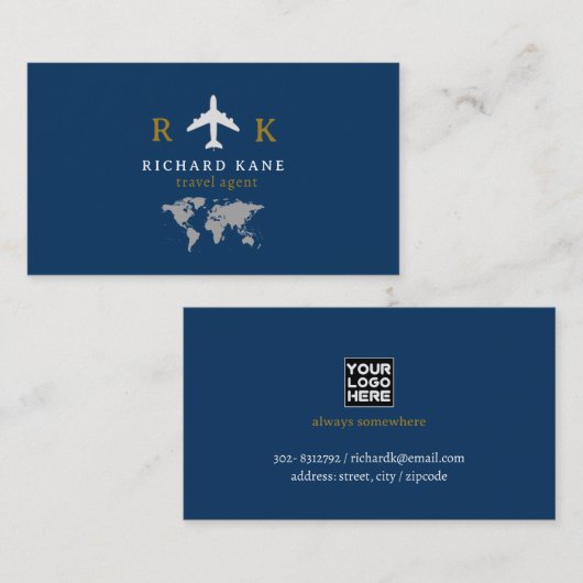 Tour Toerisme Reisagent blauw Visitekaartje (Voorkant / Achterkant)