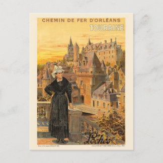 Touraine Loches France Vintage Poster 1906 Briefkaart