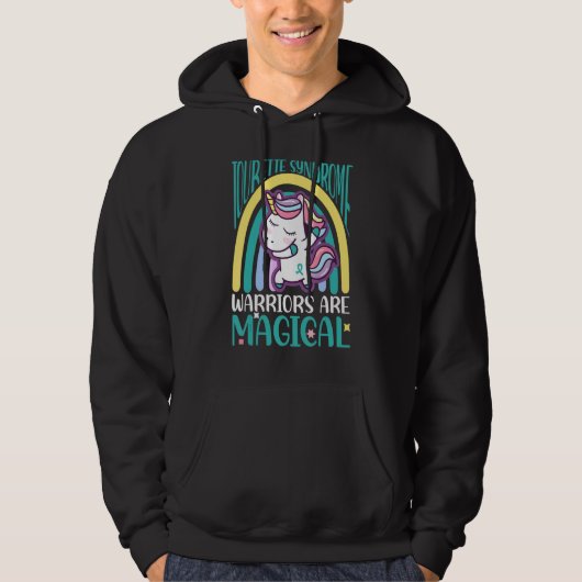 Tourette Syndrome Dabbing Magical Unicorn Teal Rib Hoodie (Voorkant)