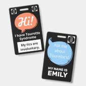 Tourette Syndrome Speech Bubble Volunteer Lanyard Badge (Voor- en achterkant)