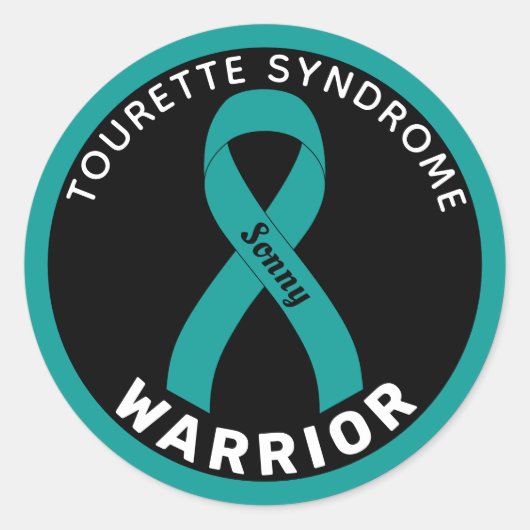 Tourette Syndrome Warrior Ribbon Black Ronde Sticker (Voorkant)