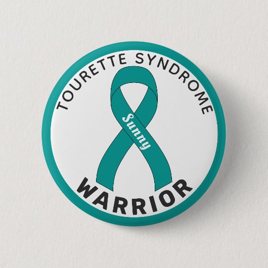 Tourette Syndrome Warrior Ribbon White Button (Voorkant)