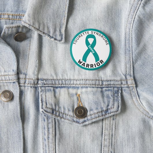 Tourette Syndrome Warrior Ribbon White Button (In situ)