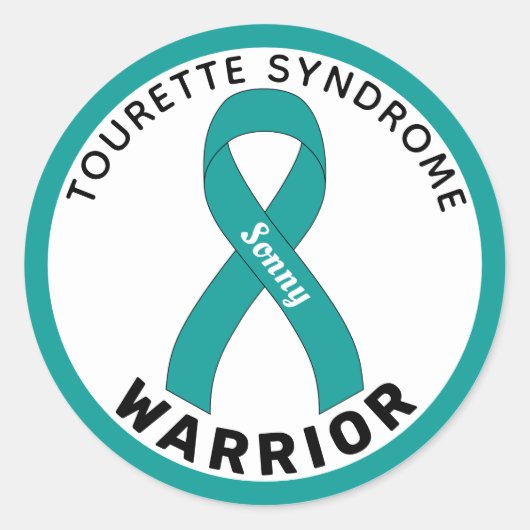 Tourette Syndrome Warrior Ribbon White Ronde Sticker (Voorkant)