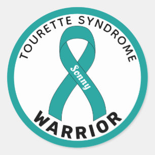 Tourette Syndrome Warrior Ribbon White Ronde Sticker