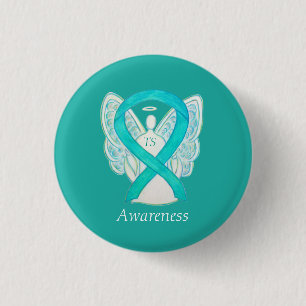 Tourette's Awareness Ribbon Blauwgroen Angel Pin Ronde Button 3,2 Cm