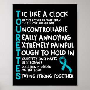 Tourettes betekent Blauwgroen Ribbon Tourette Synd Poster