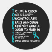 Tourettes betekent Blauwgroen Ribbon Tourette Synd Ronde Sticker (Voorkant)
