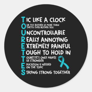 Tourettes betekent Blauwgroen Ribbon Tourette Synd Ronde Sticker