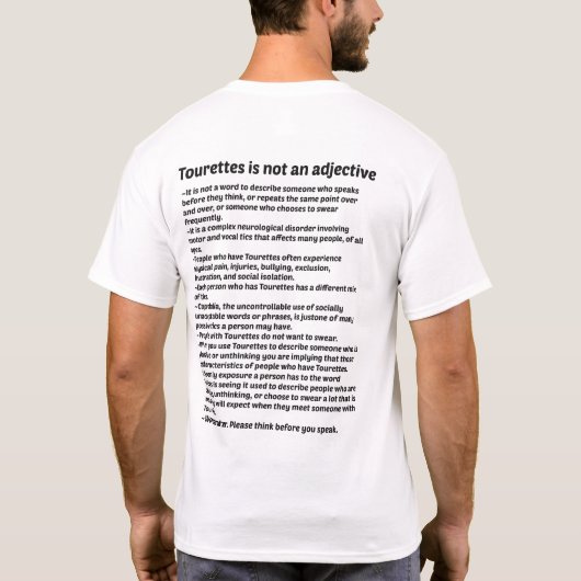 Tourettes is geen adjectief. t-shirt (Achterkant)
