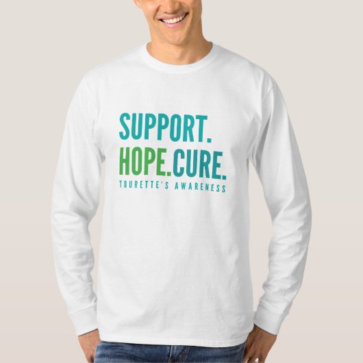 tourette's support hope cure T-shirt met lange mou (Voorkant)