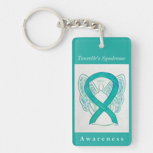 Tourette's Syndrome Ribbon Guardian Angel Sleutelh Sleutelhanger (Voorkant)