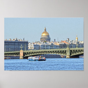 Tourist Boat, Neva River, Sint-Petersburg, Rusland Poster