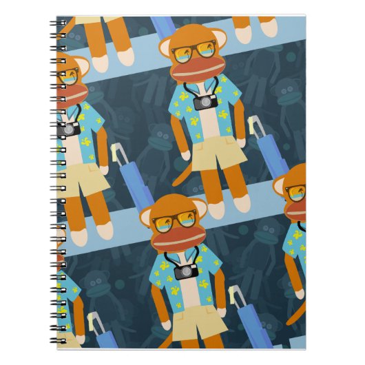 Tourist Sock Monkey Pattern Notitieboek (Voorkant)