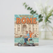 Tourists on Vespa in Rome Italy Postcard Briefkaart (Staand voorkant)