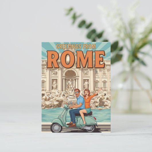 Tourists on Vespa in Rome Italy Postcard Briefkaart (Staand voorkant)