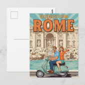 Tourists on Vespa in Rome Italy Postcard Briefkaart (Voorkant / Achterkant)