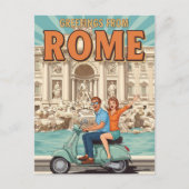 Tourists on Vespa in Rome Italy Postcard Briefkaart (Voorkant)