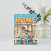 Tourists on Vespa in Rome Italy Postcard Briefkaart (Staand voorkant)