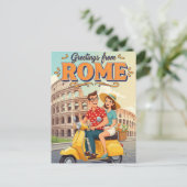 Tourists on Vespa in Rome Italy Postcard Briefkaart (Staand voorkant)