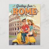 Tourists on Vespa in Rome Italy Postcard Briefkaart (Voorkant)