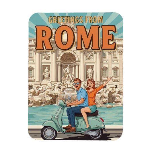 Tourists on Vespa in Rome Italy Postcard Magneet (Verticaal)