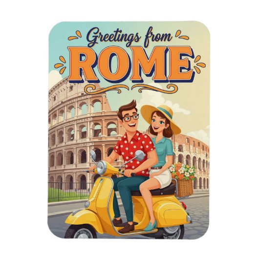 Tourists on Vespa in Rome Italy Postcard Magneet (Verticaal)