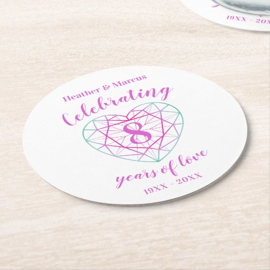 Tourmaline 8 jaar onderzetters ter gelegenheid van (Gebogen)