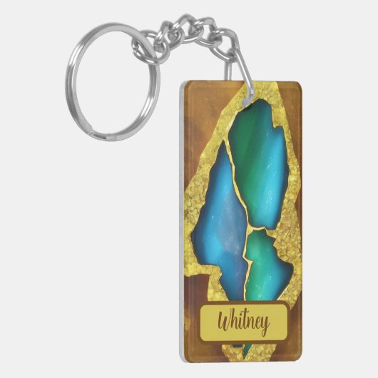 Tourmaline and Gold geïnspireerde Sleutelhanger (0 (Voorkant Links)